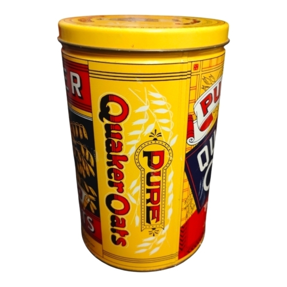 Vintage 1984 Quaker Oats Round Tin Canister w/Lid Limited Edition Kitch Decor. C - Picture 3 of 6